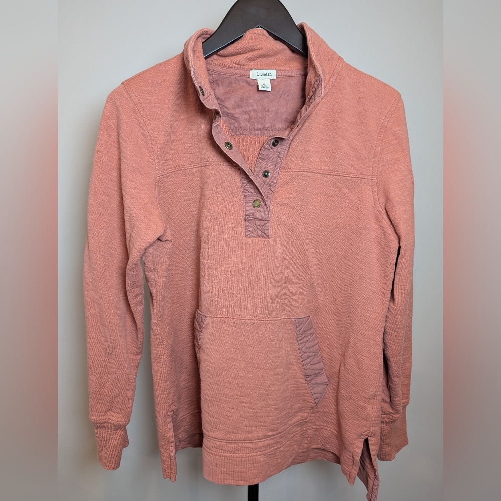 L.L. Bean Women's Size S Nantucket Dusty Coral Quarter Snap Pullover Sweatshirt
